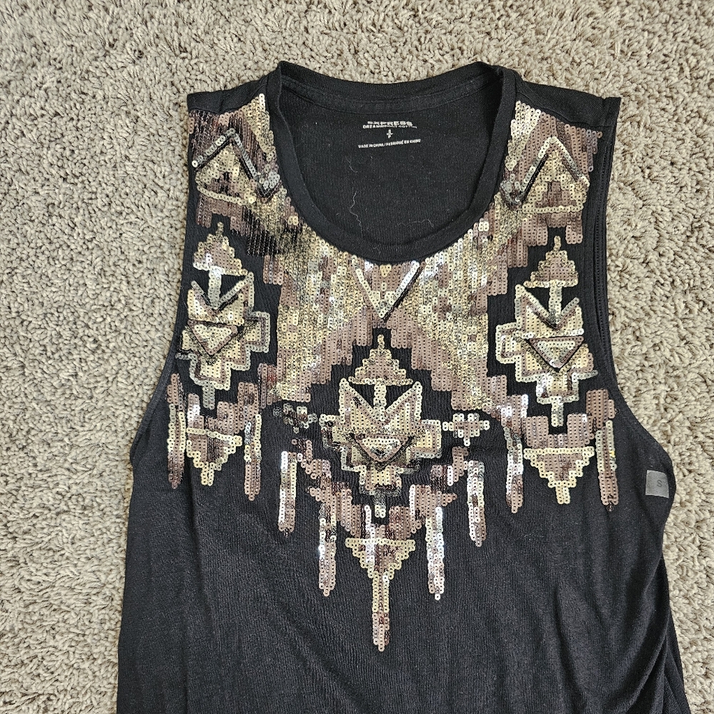 Express Black Sequin Tank